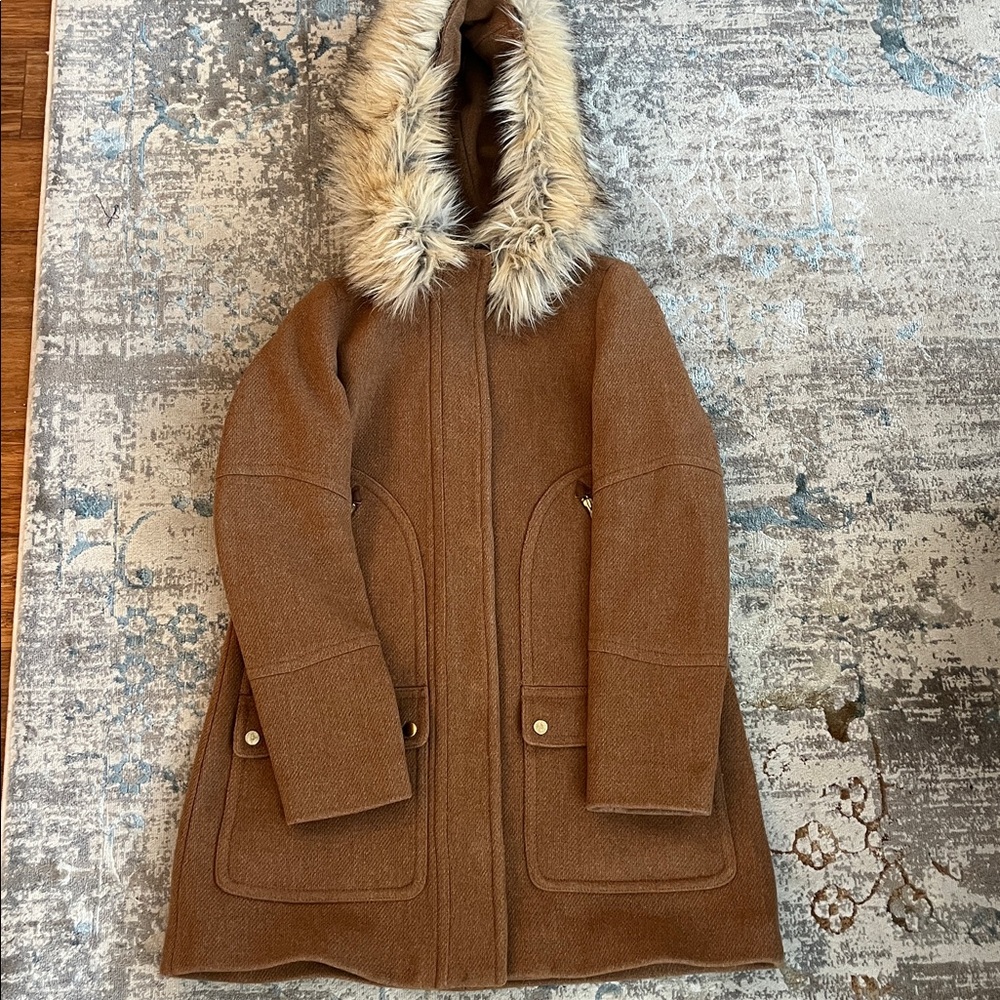 J.Crew Chateau Parka Jacket Italian Stadium-Cloth Wool ACORN Size 4